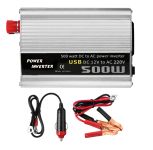 Інвертор автомобільний Power Inverter 500W перетворювач напруги 12V-220V з 1 USB - Алюміній - 1 розетка - 152х95х55 мм - Срібло