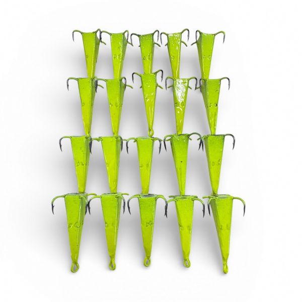 Блешня FRY Конус великий - 4 гачки - Жовтий - 20 шт/уп