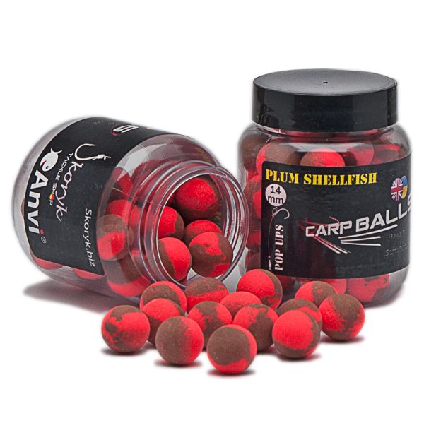 Бойли Carp Balls Anvi Pop Ups - Плаваючі - Ø14 мм - 30 г - Plum Shellfish
