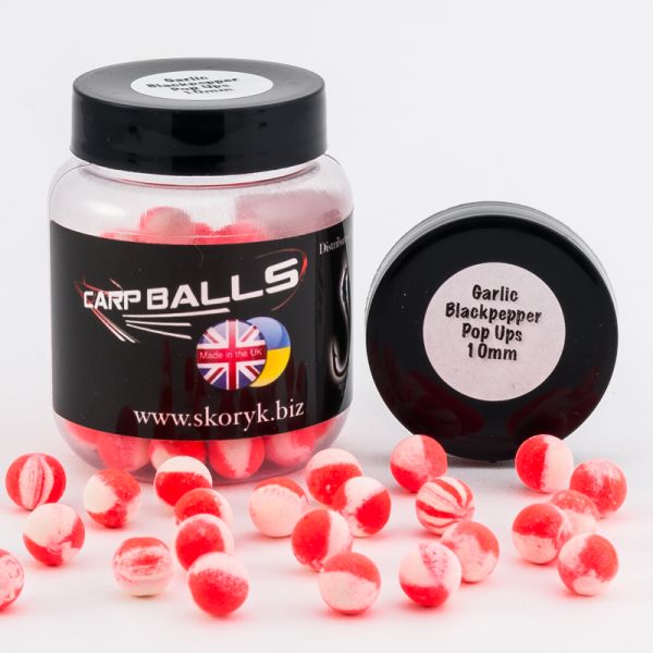 Бойли Carp Balls Pop Ups - 30 г - Плаваючі - Ø10 мм - Garlic&Black Pepper (Часник та чорний перець)