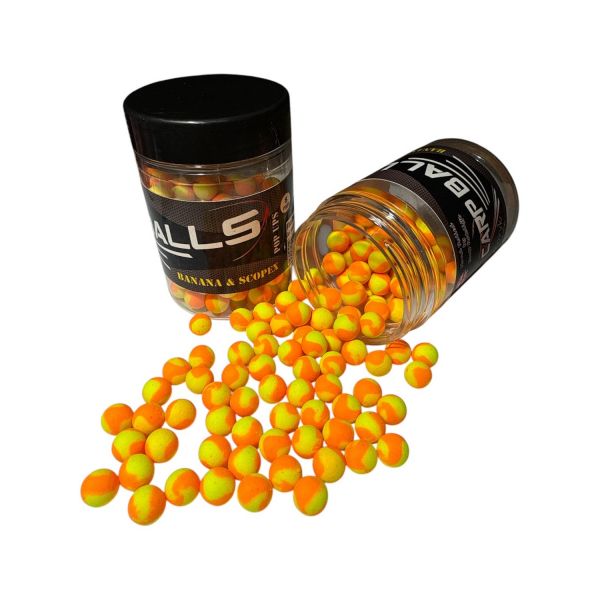 Бойли Carp Balls Pop Ups - Banana&Scopex - Ø8 мм - 30 г - Плаваючі