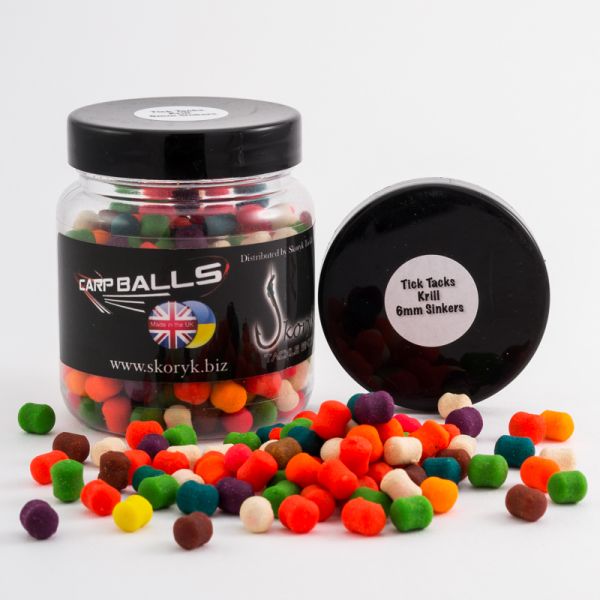 Бойли Carp Balls Tick Tack Sinkers - Тонучі - Ø6 мм - Krill (Криль)