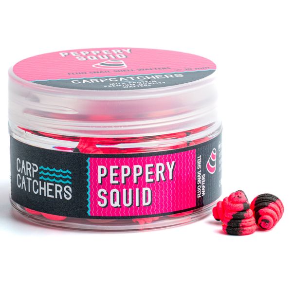 Бойли Carp Catchers - Peppery Squid - Ø10 мм - Fluo Snail Shell Wafters - Двоколірні