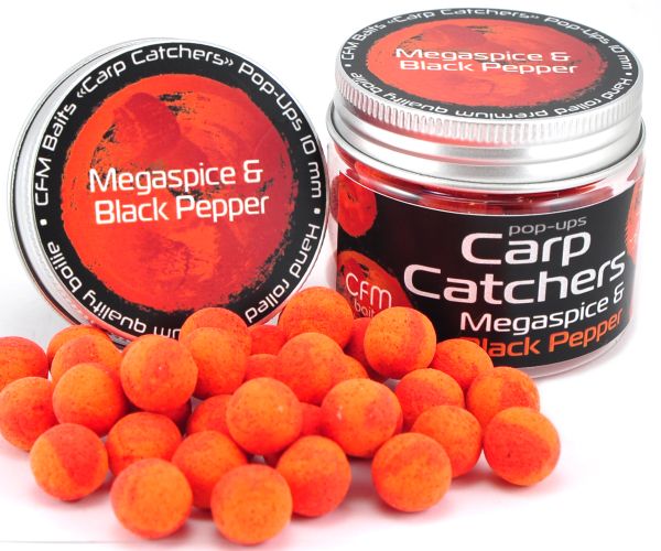 Бойли Carp Catchers Pop Ups - Плаваючі - Ø10 мм - 35 шт/уп - Megaspice and Black Pepper
