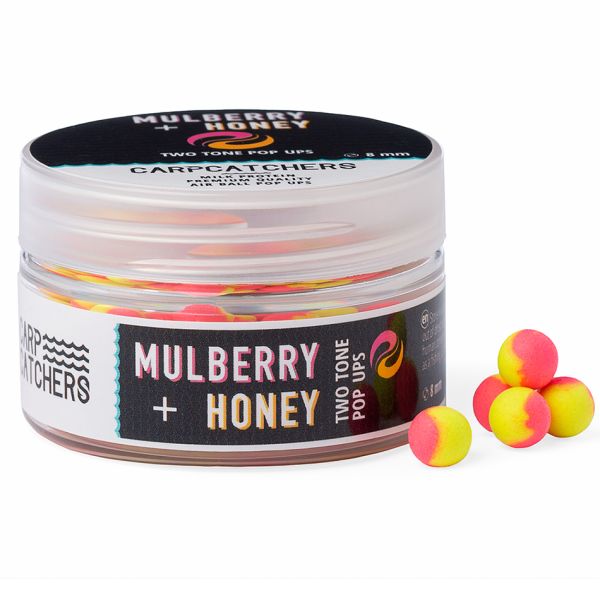 Бойли Carp Catchers Pop Ups - Ø8 мм - 75-77 шт/уп - Двоколірні - Fluoro Yellow&Pink - Mulberry&Honey