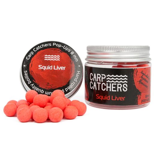 Бойли Carp Catchers Pop Ups - Плаваючі - Ø8 мм - 70 шт/уп - Squid Liver - Флюоресцентний червоний