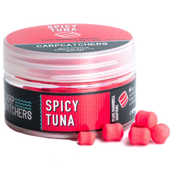Бойли Carp Catchers - Spicy Tuna - Fluo Dumbell Wafters 10*7 та 8*5 мм - Mix - Fluoro Pink - Плаваючі - Однотонні