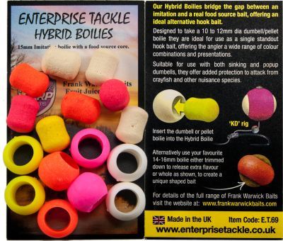 Бойлы Enterprise Tackle - Hybrid Boilie Mixed - Ø15 мм - Fluoro White (Микс искусственных гибридных бойлов)