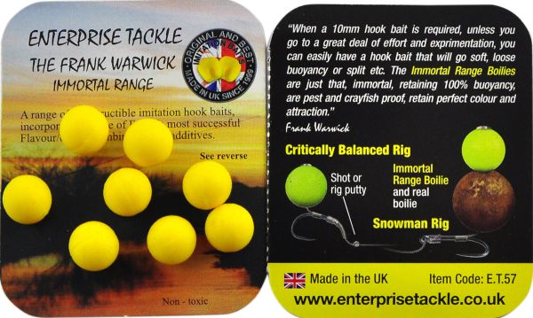 Бойли Enterprise Tackle - Unflavoured - Плаваючі - Ø10 мм - 8 шт/уп - Yellow
