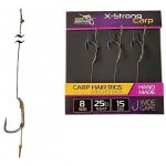 Бойловий (короповий) повідець X-Strong Carp - 15 см - Wide Gape Hook №8 - 25lb/11.5kg - Профмонтаж - 3 шт/уп