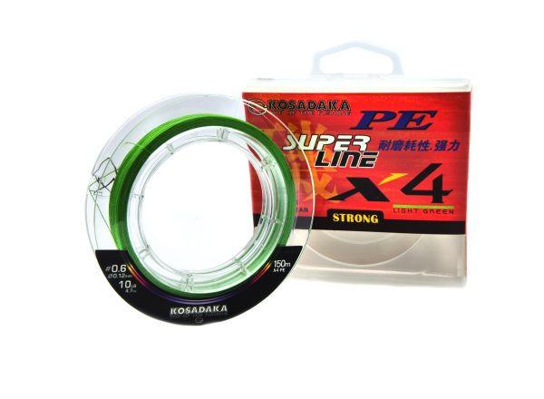 Шнур Kosadaka PE Super Line X4 – Light Green – 150 метрів