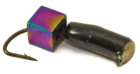 Мормишка Вольфрамова Володимирська "Гвоздик з дзеркальцем срібло з кубиком хамелеон" - 2,5 мм - 0,65 г - Арт.254