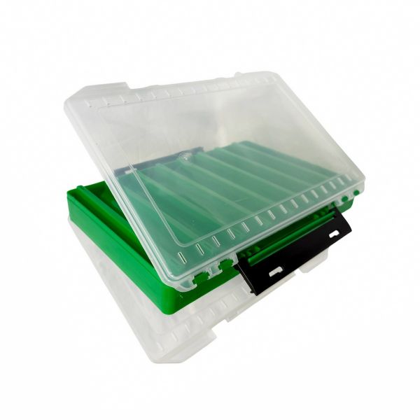 Коробка для воблерів - Двостороння - 16 вічок - 30x21x5 см - Поліпропілен - Зелена