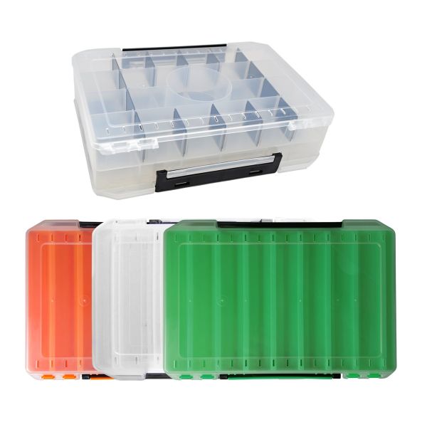 Коробка для воблерів - Двостороння - 16 вічок - 30x21x5 см - Поліпропілен - Зелена