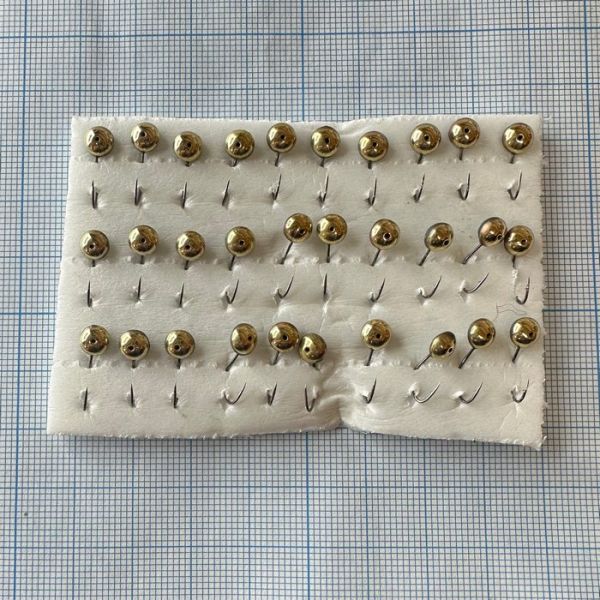 Мормишка карасева для літнього кивка - YAGAN - №3 - Вічко дрібне - 0.5 г - Ø6 мм - Гачок Kumho №3 - Золото