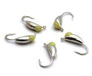 Мормишка Вольфрам Частина часнику з каменем - Світле срібло - 10 шт./уп