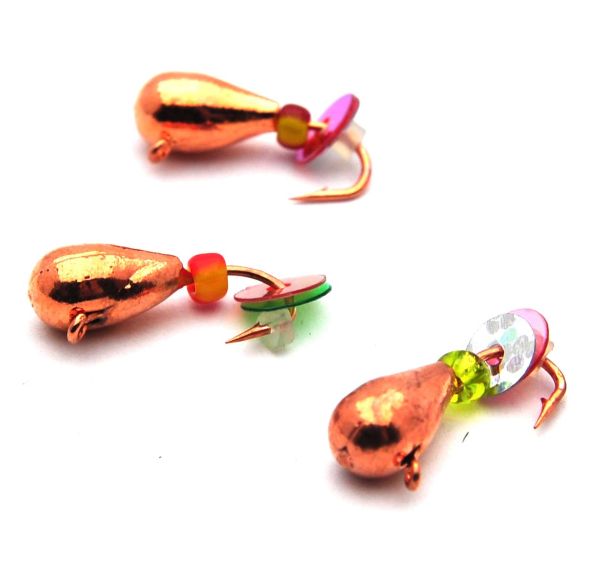 Мормишка Вольфрам Крапля з бісером - Мідь - 10 шт./уп