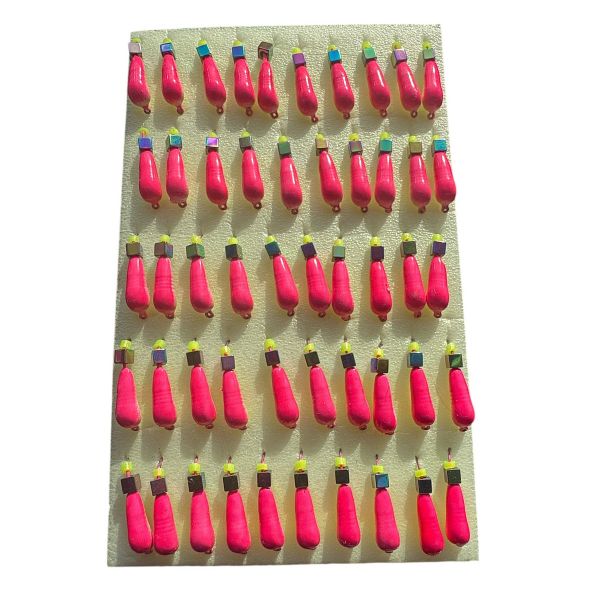 Мормишка Вольфрамова "Латишка" Грушка - З кубиком хамелеон - Ø3,3 мм - 0,7 г - Червоно-жовтий - Латвія