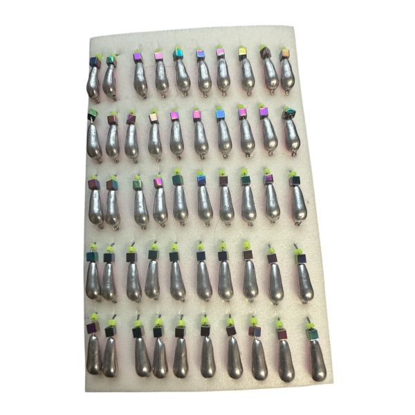 Мормишка Вольфрамова "Латишка" Грушка - З кубиком хамелеон - Ø3,3 мм - 0,7 г - Срібло червоний - Латвія