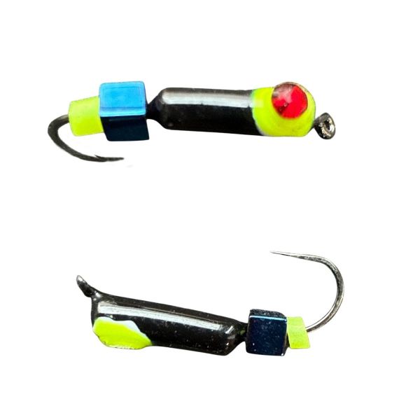 Мормишка Вольфрамова "Латишка" Гвоздик - Котяче око з кубиком блакитний - Ø2,2 мм - 0,5 г - Чорний - Латвія