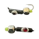 Мормишка Вольфрамова "Латишка" Гвоздик - Котяче око з кубиком срібло - Ø2,2 мм - 0,5 г - Чорне - Латвія