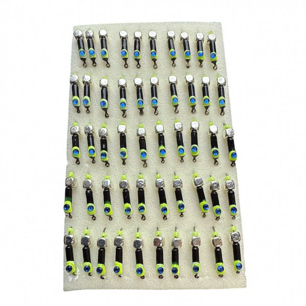 Мормишка Вольфрамова "Латишка" Гвоздик - Котяче око з кубиком срібло - Ø2,2 мм - 0,5 г - Чорне - Латвія