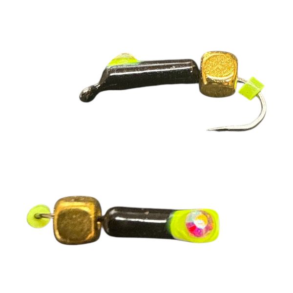 Мормишка Вольфрамова "Латишка" Гвоздик - Котяче око з кубиком золото - Ø2,2 мм - 0,5 г - Чорне - Латвія