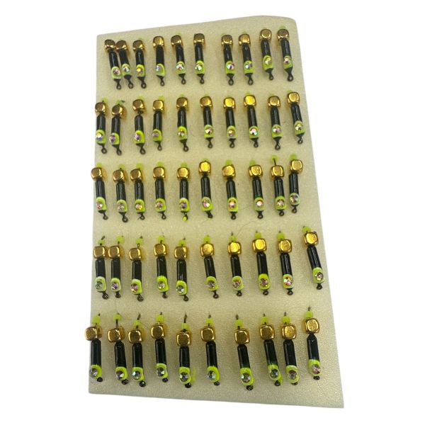 Мормишка Вольфрамова "Латишка" Гвоздик - Котяче око з кубиком золото - Ø2,2 мм - 0,5 г - Чорне - Латвія