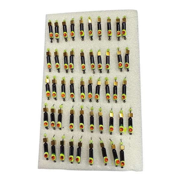 Мормишка Вольфрамова "Латишка" Гвоздик - Котяче око з кубиком золото - Ø2,3 мм - 0,5 г - Чорне - Латвія