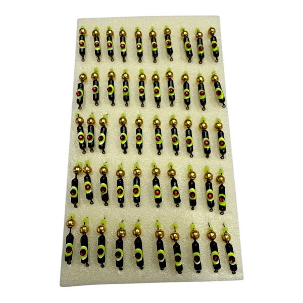 Мормишка Вольфрамова "Латишка" Гвоздик - Котяче око з кулькою золото - Ø2,4 мм - 0,5 г - Чорний - Латвія