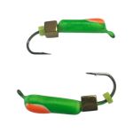 Мормишка Вольфрамова "Латишка" Гвоздик - З кубиком золото - Ø2,2 мм - 0,5 г - Зелений - Латвія