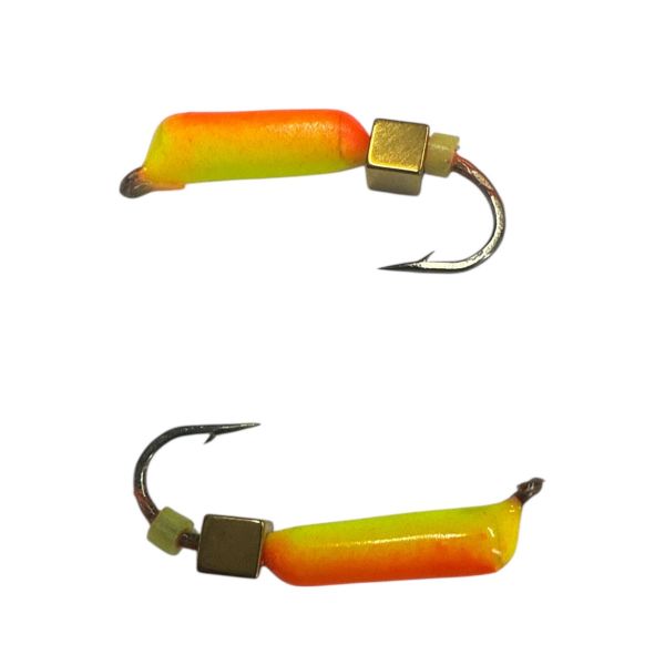 Мормишка Вольфрамова "Латишка" Гвоздик - З кубиком золото - Ø2,3 мм - 0,5 г - Червоно-жовтий - Латвія