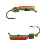 Мормишка Вольфрамова "Латишка" Гвоздик - З кубиком золото - Ø2,2 мм - 0,5 г - Червоно-зелений - Латвія