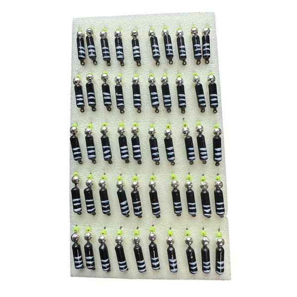 Мормишка Вольфрамова "Латишка" Гвоздик - З кулькою срібло - Ø2,7 мм - 0,7 г - Чорно-білий - Латвія