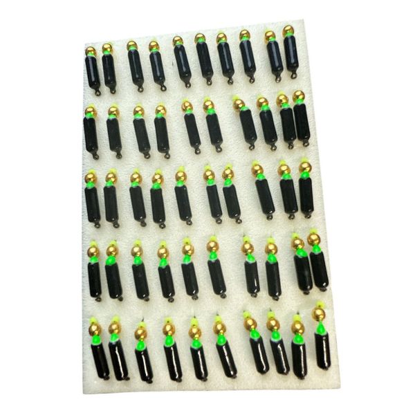 Мормишка Вольфрамова "Латишка" Гвоздик - З кулькою золото - Ø3 мм - 0,9 г - Чорний - Латвія