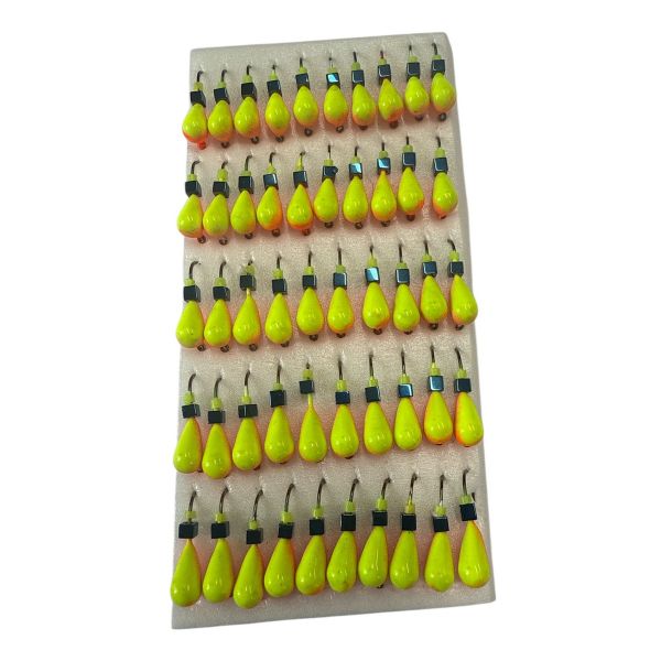 Мормишка Вольфрамова "Латишка" Крапля - З кубиком хамелеон - Ø3,7 мм - 1,1 г - Червоно-жовтий - Латвія