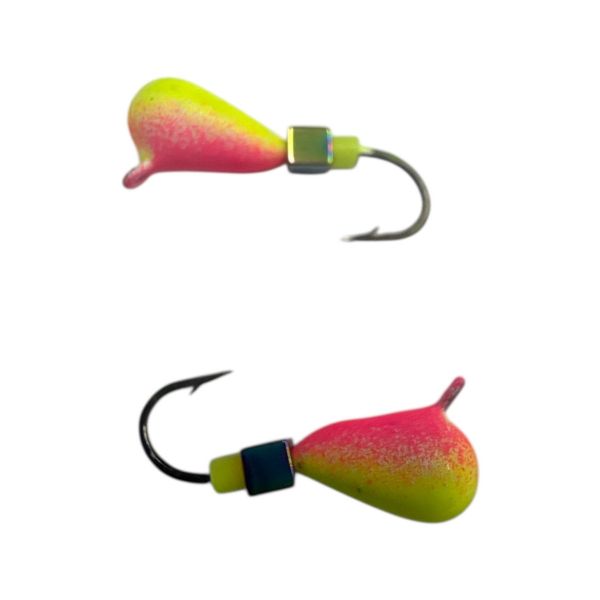 Мормишка Вольфрамова "Латишка" Крапля - З кубиком хамелеон - Ø4,1 мм - 0,8 г - Жовто-рожевий - Латвія