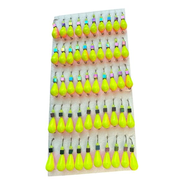 Мормишка Вольфрамова "Латишка" Крапля - З кубиком хамелеон - Ø4,1 мм - 0,8 г - Жовто-рожевий - Латвія