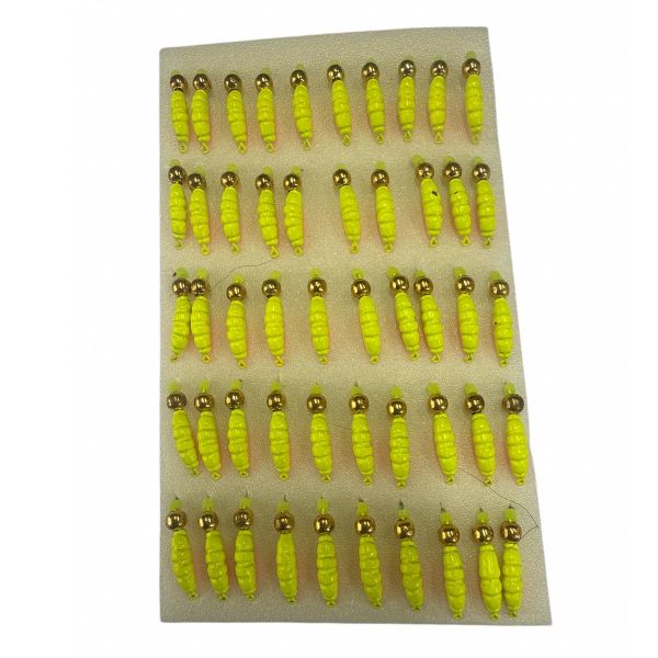 Мормишка Вольфрамова "Латишка" Личинка опариша - З кулькою золото - Ø2,6 мм - 0,6 г - Салатово-червоний - Латвія