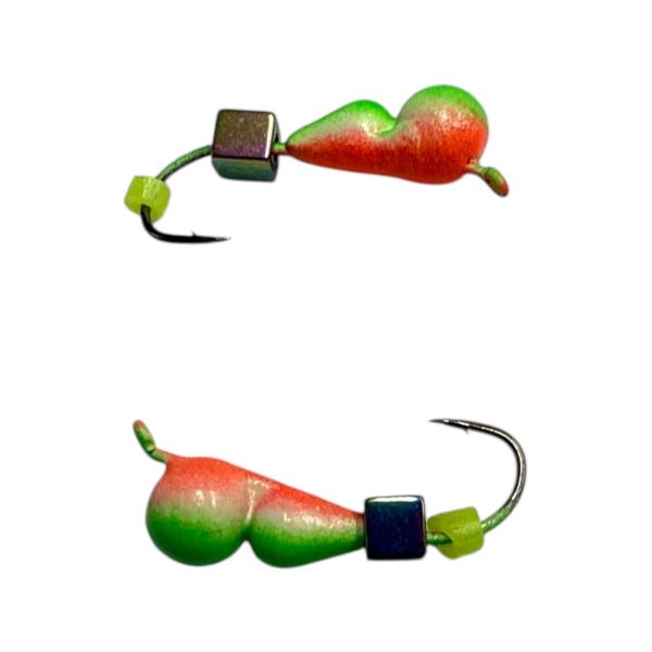 Мормишка Вольфрамова "Латишка" Мураха - З кубиком хамелеон -Ø3,7 мм - 0,6 г - Зелено-червоний - Латвія