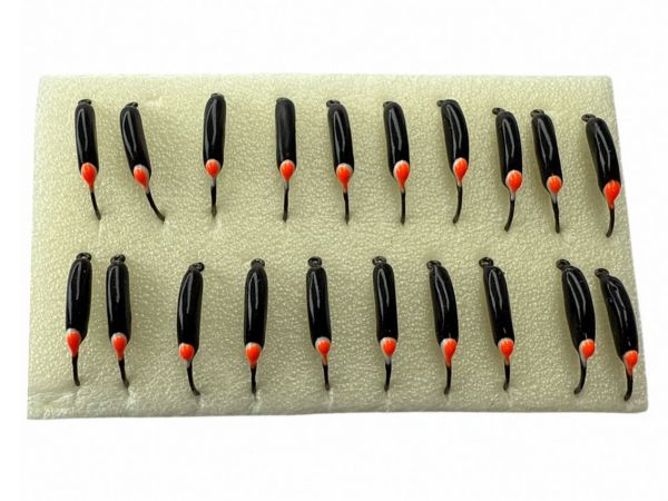 Мормишка Вольфрамова Володимирська Частка часнику - З червоною точкою - 2 мм - 0.3 г - Чорний - Арт.620