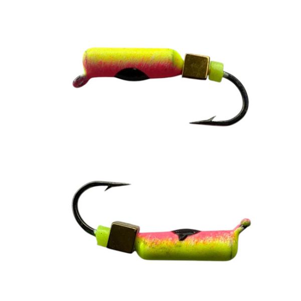 Мормишка Вольфрамова Володимирська Гвоздик - З кубиком золото - 3 мм - 0.5 г - Жовто-червоний з чорною точкою - Арт.594