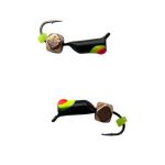 Мормишка Вольфрамова Володимирська Гвоздик - З шестигранником золото - 2 мм - 0.4 г - Чорний з жовто-червоною точкою - Арт.610