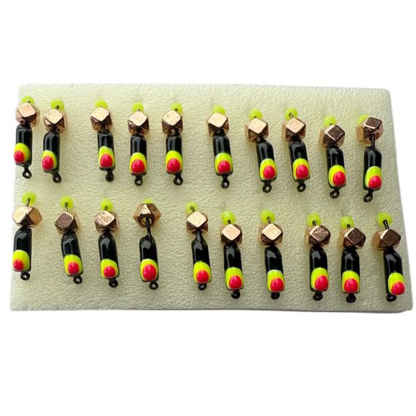 Мормишка Вольфрамова Володимирська Гвоздик - З шестигранником золото - 2 мм - 0.4 г - Чорний з жовто-червоною точкою - Арт.610