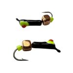 Мормишка Вольфрамова Володимирська Гвоздик - З шестигранником золото - 2.5 мм - 0.5 г - Чорний з жовтою точкою та червоним каменем - Арт.643