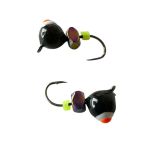 Мормишка Вольфрамова Володимирська Куля Гранений з кембриком - З кубиком хамелеон - 4 мм - 0.7 г - Чорний з червоно-білою точкою - Арт.604