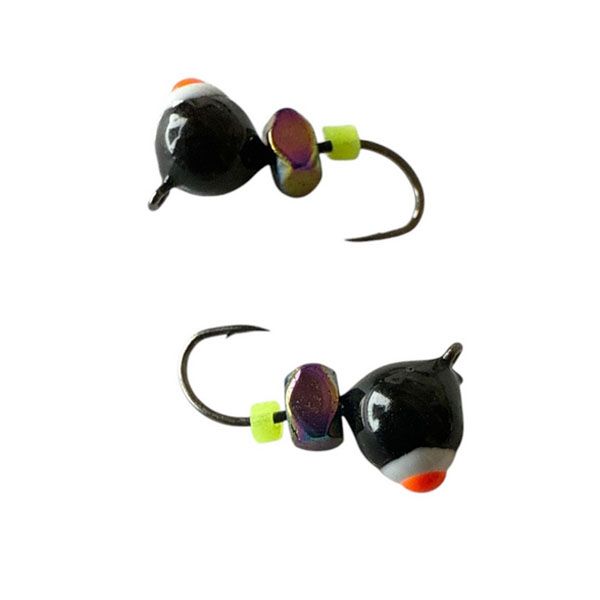 Мормишка Вольфрамова Володимирська Куля Гранений з кембриком - З кубиком хамелеон - 4 мм - 0.7 г - Чорний з червоно-білою точкою - Арт.604