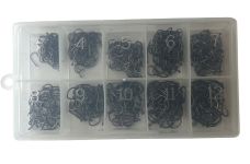 Набір гачків - Розміри 3-12 - 500 шт/уп - Чорний нікель