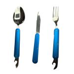 Набір туристичний Traveler 3в1 (ложка, вилка, ніж) - 8003 - Металевий - Синій