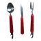 Набір туристичний Traveler 3в1 (ложка, вилка, ніж) - 8003 - Металевий - Червоний